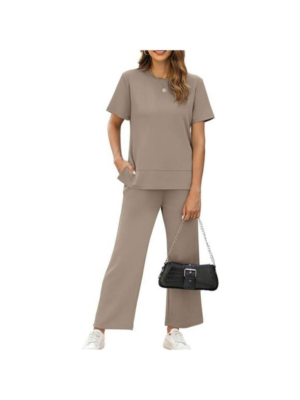 Womens 2 Piece Lounge Set Wide Leg Travel Outfit Casual Comfy Tracksuit